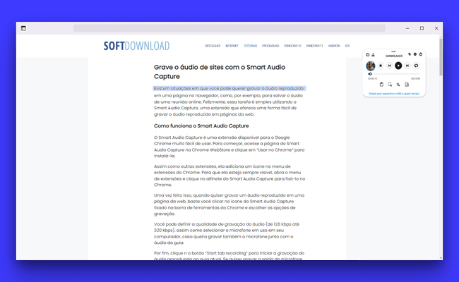 Ouça o texto de páginas web com o OmniReader