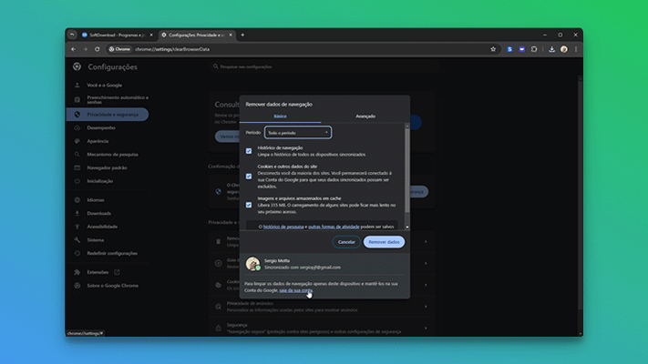 Como limpar os dados de navegação do Chrome