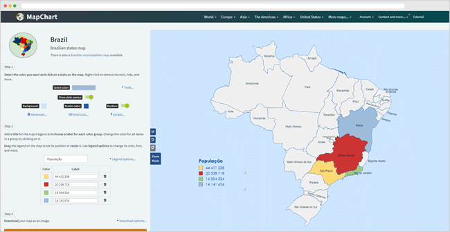 Crie mapas personalizados com o MapChart