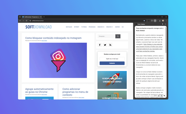 Faça anotações enquanto navega com o Note Sidebar