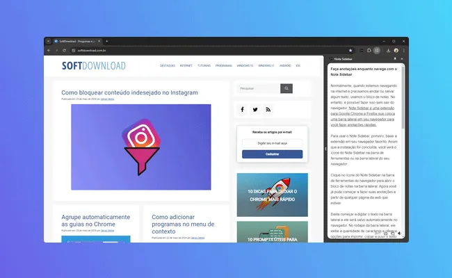 Faça anotações enquanto navega com o Note Sidebar