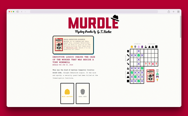 Resolva mistérios diários com o Murdle