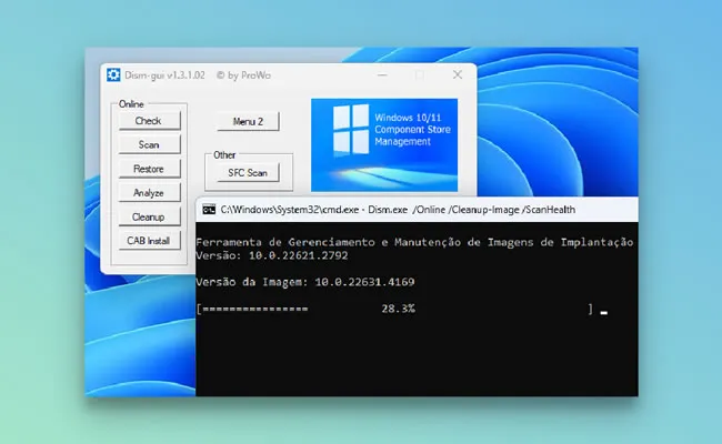 Verifique e repare o Windows com o DISM GUI