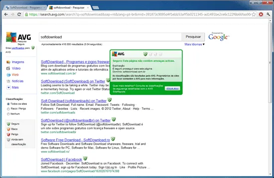 Extensão para identificar sites maliciosos - AVG Secure Search