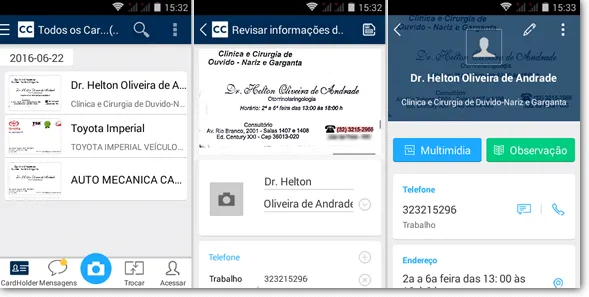 Digitalize cartões de visita com o CamCard