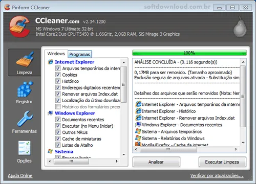 Programa gratuito para técnicos de informática - CCleaner