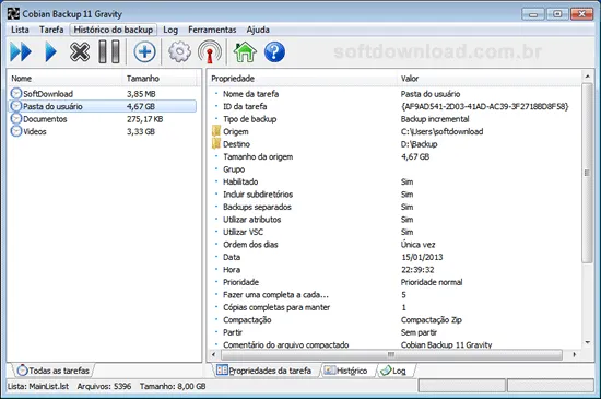 Programa de backup gratuito para Windows - Cobian Backup