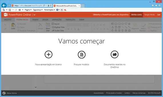 Como usar o PowerPoint Online - Passo 2