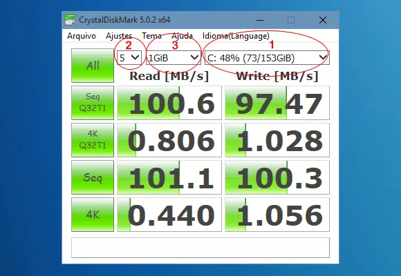 Teste a velocidade do HD com o Crystal Disk Mark