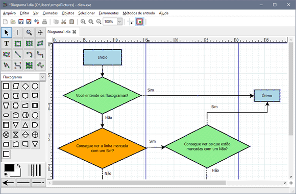 Crie diagramas com o Dia Diagram Editor
