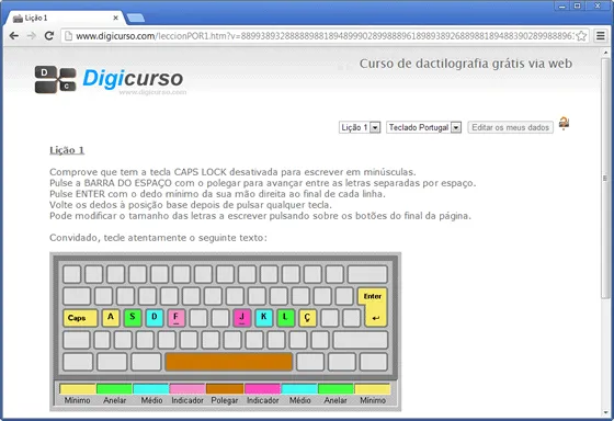 Curso de digitação gratuito online - Digicurso