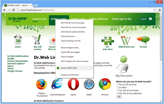 Extensão para identificar sites maliciosos - Dr.Web Link Checker