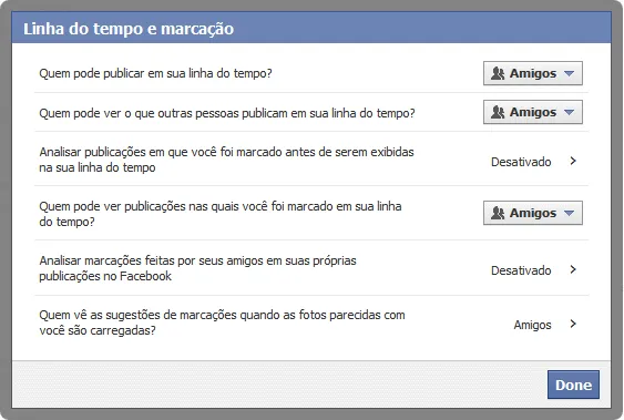 Linha do tempo e marcação