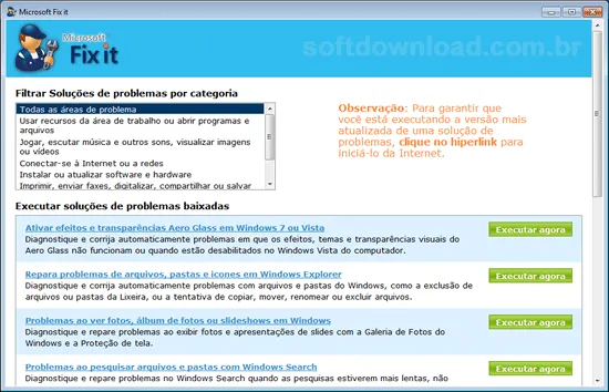 Resolva problemas no Windows com o Microsoft Fix It Portable