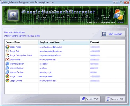 Recupere senhas de contas do Google com o GooglePasswordDecryptor