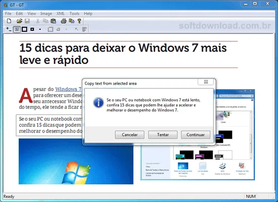 Copie o texto de imagens digitalizadas com o GT Text