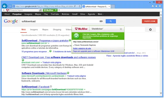Extensão para identificar sites maliciosos - McAfee Site Advisor