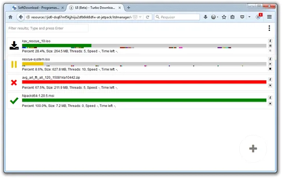 Acelere seus downloads com o Turbo Download Manager