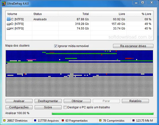 Programa gratuito para fazer uma faxina no PC - UltraDefrag