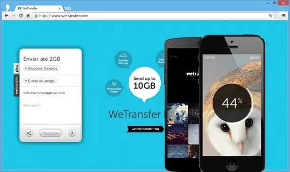Envie arquivos grandes por email com o WeTransfer