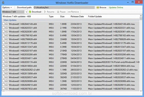 Baixe atualizações do Windows para instalação offline