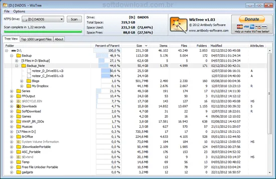 Programa gratuito para fazer uma faxina no PC - WizTree